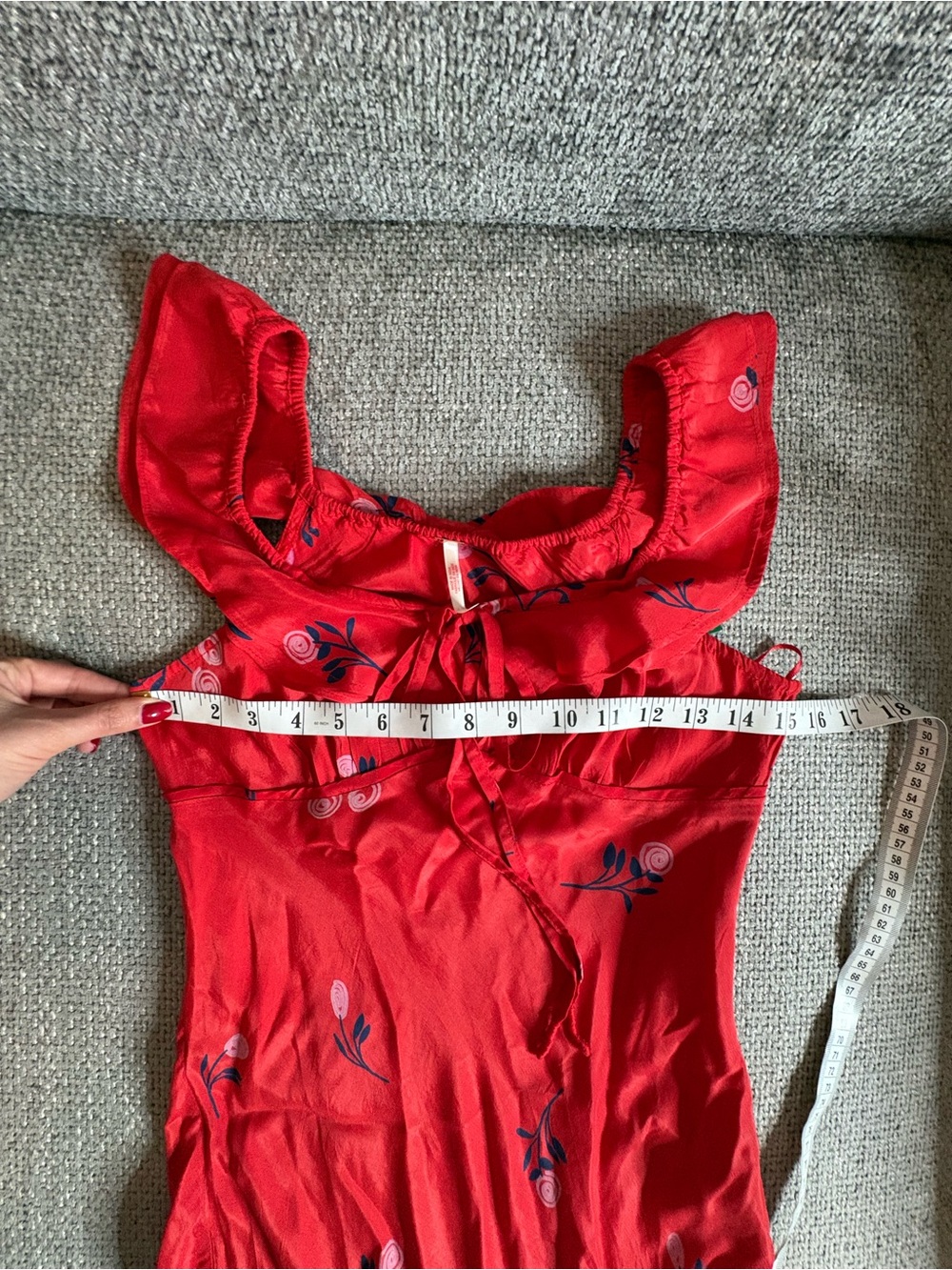 Free People Flock Together Midi Dress Red Lace Hem Size Small NWT - Picture 13 of 15